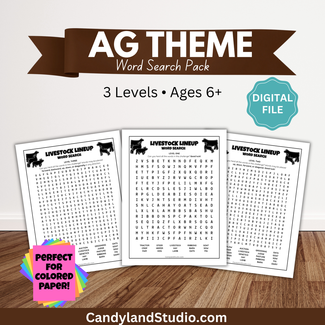 Livestock Word Search - Printable Agriculture Word Puzzles | Instant Download PDF