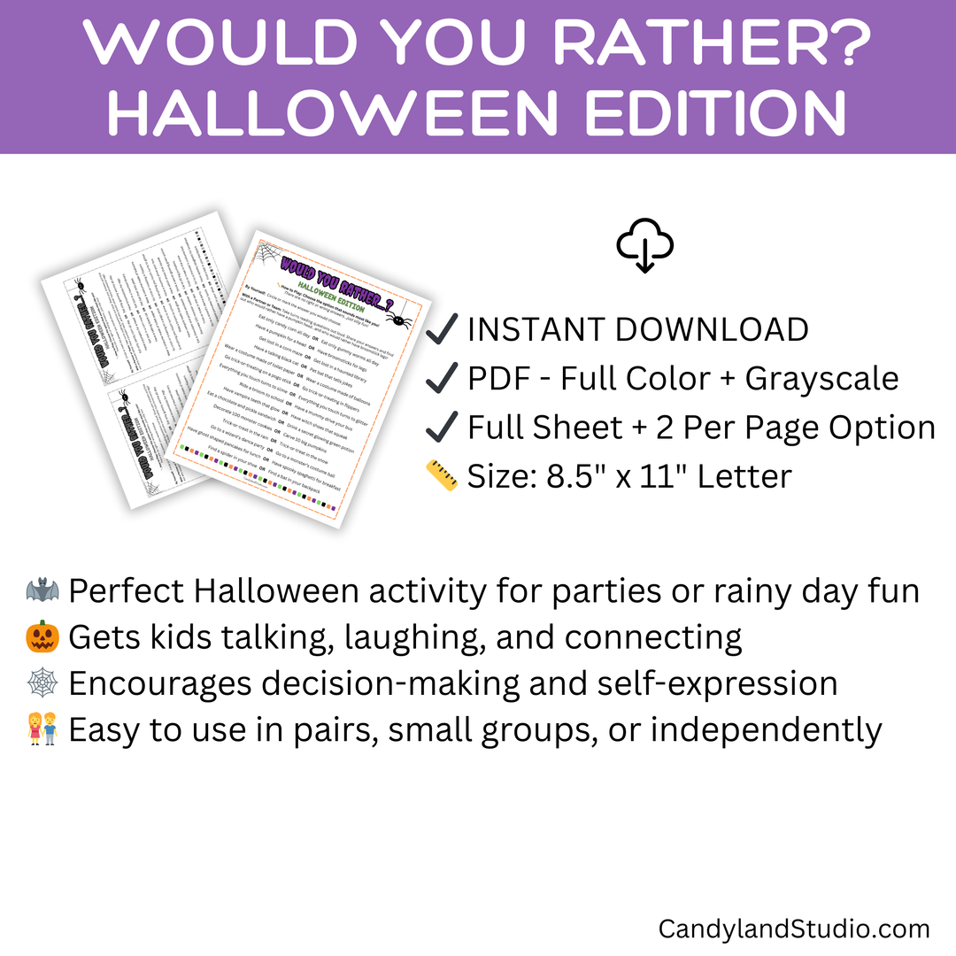 Halloween Would You Rather – Printable PDF Activity (PDF)