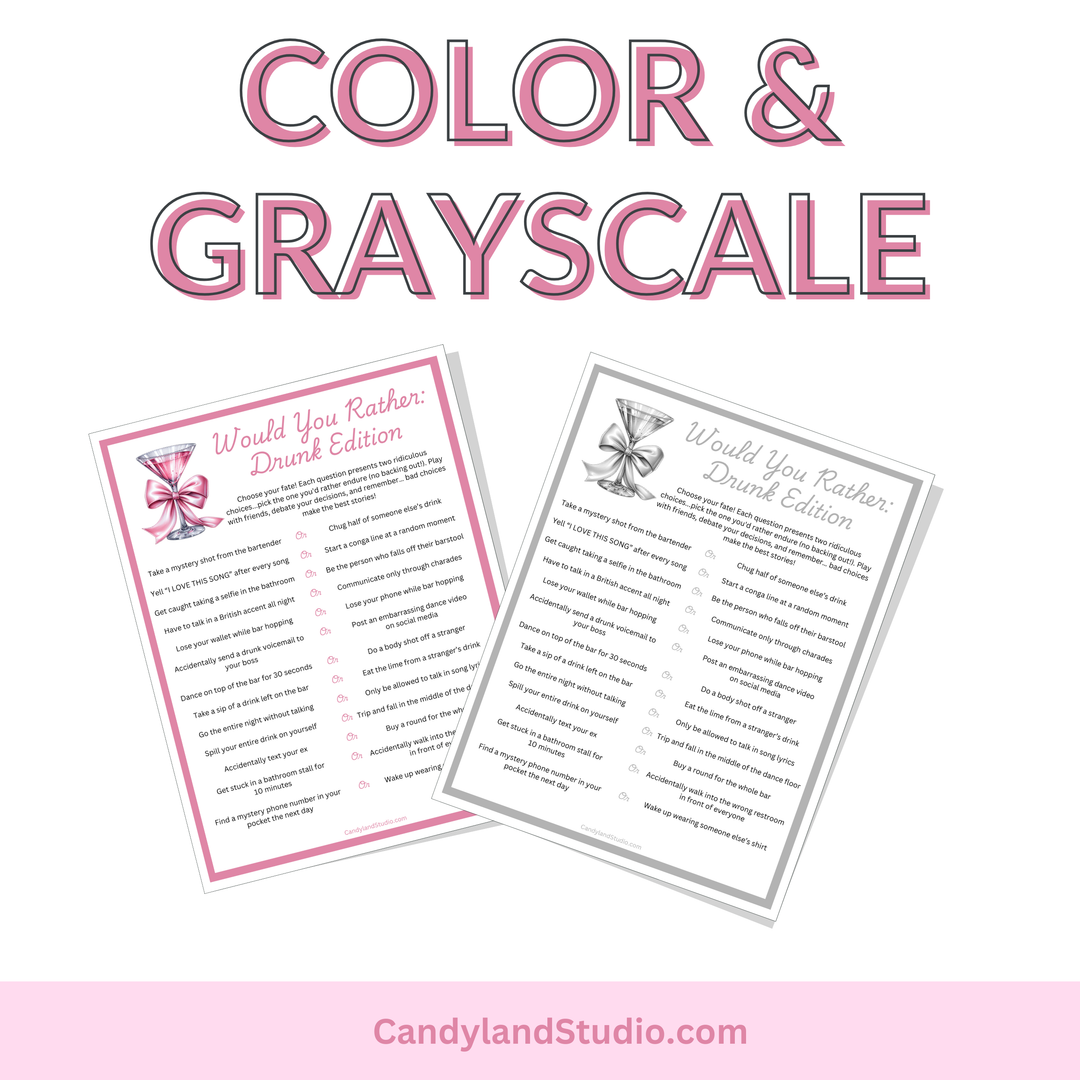 Drunk Edition Party Game – Printable Drinking Game for Bachelorette & Bar Crawl Fun