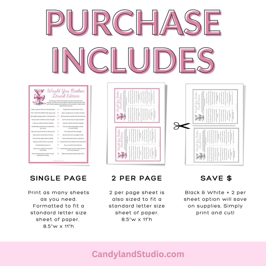 Drunk Edition Party Game – Printable Drinking Game for Bachelorette & Bar Crawl Fun