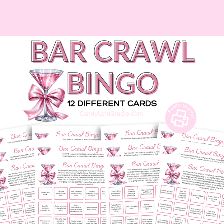 Bar Crawl Bingo Pub Scavenger Hunt Game