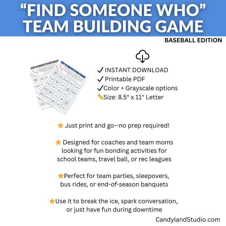 Baseball Find Someone Who Game