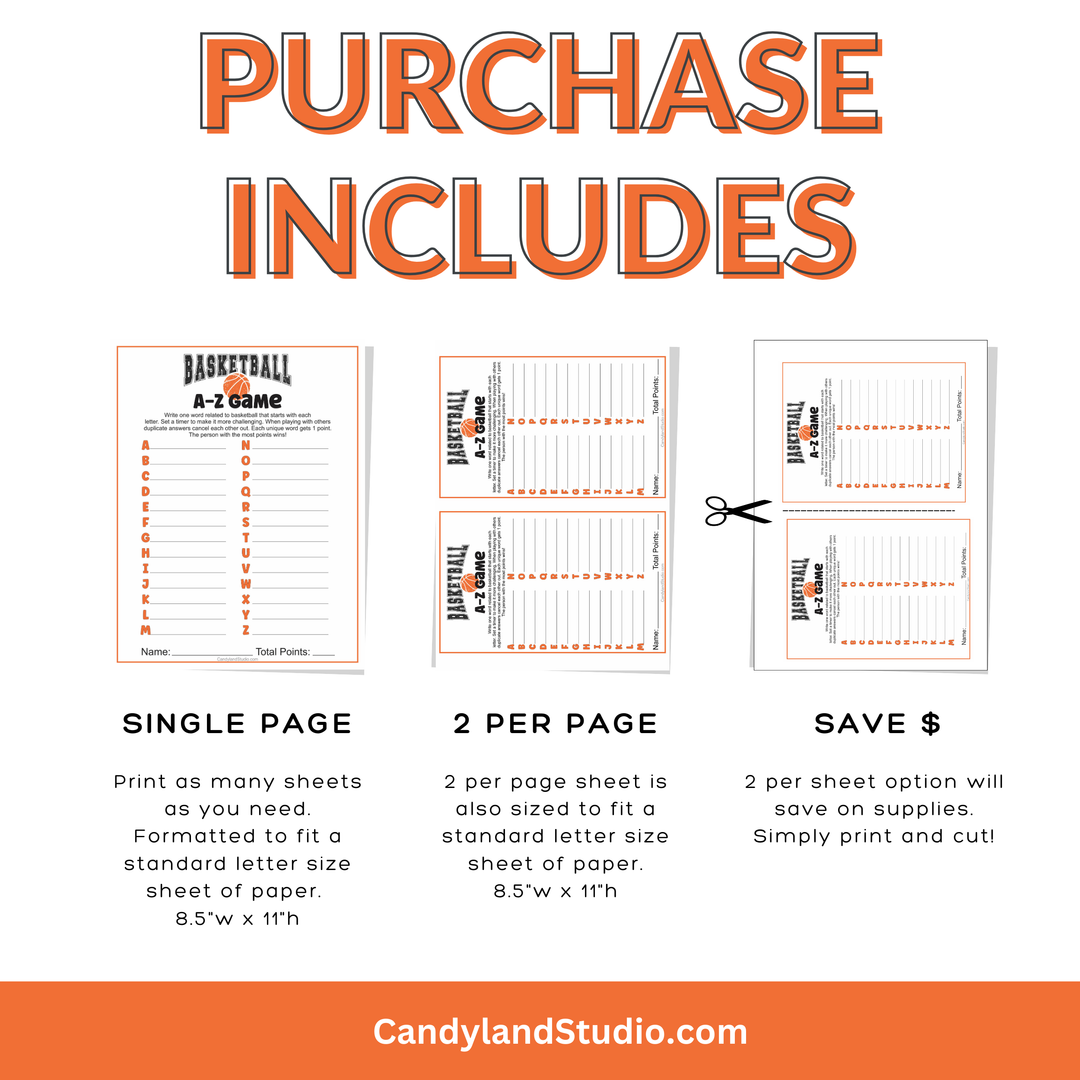 Basketball A-Z Word Game