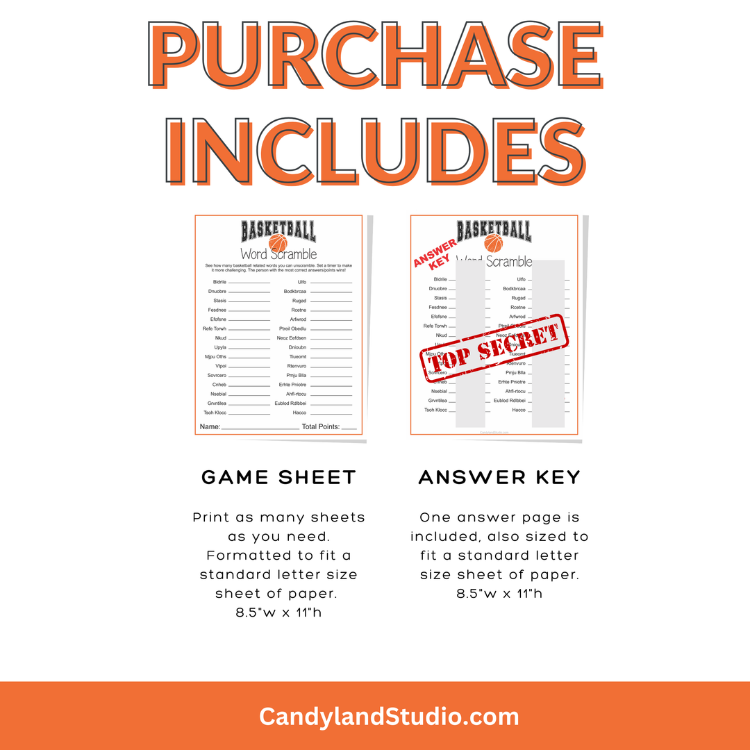 Basketball Word Scramble Game