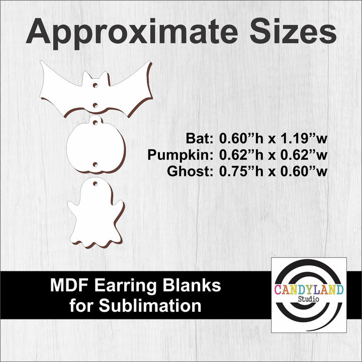 Halloween Bat Pumpkin & Ghost Sublimation Earring Blanks