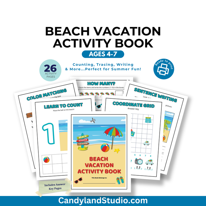 Beach Vacation Activity Workbook