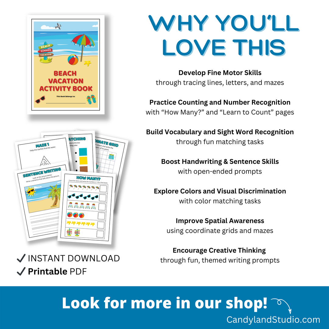 Beach Vacation Activity Workbook