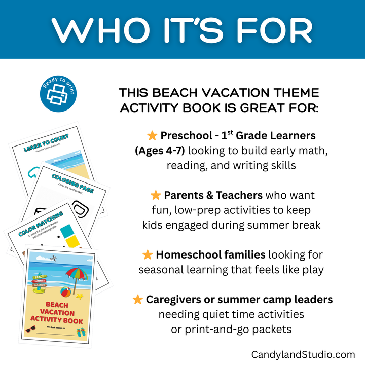 Beach Vacation Activity Workbook