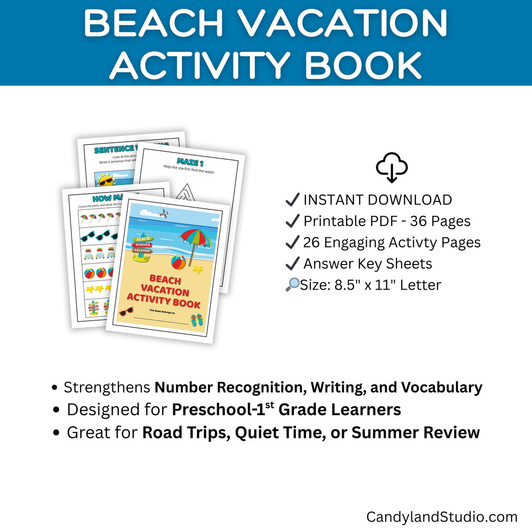 Beach Vacation Activity Workbook