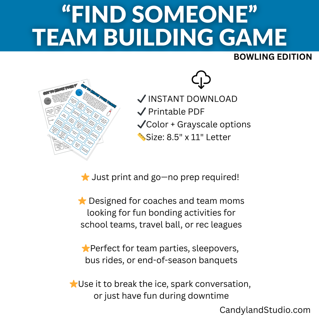 Bowling "Find Someone Who" Team Mixer Bingo