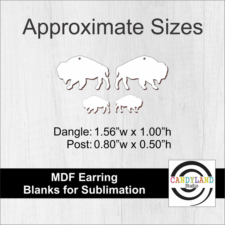 Buffalo Bison Single or Double Sided MDF Earring Blanks