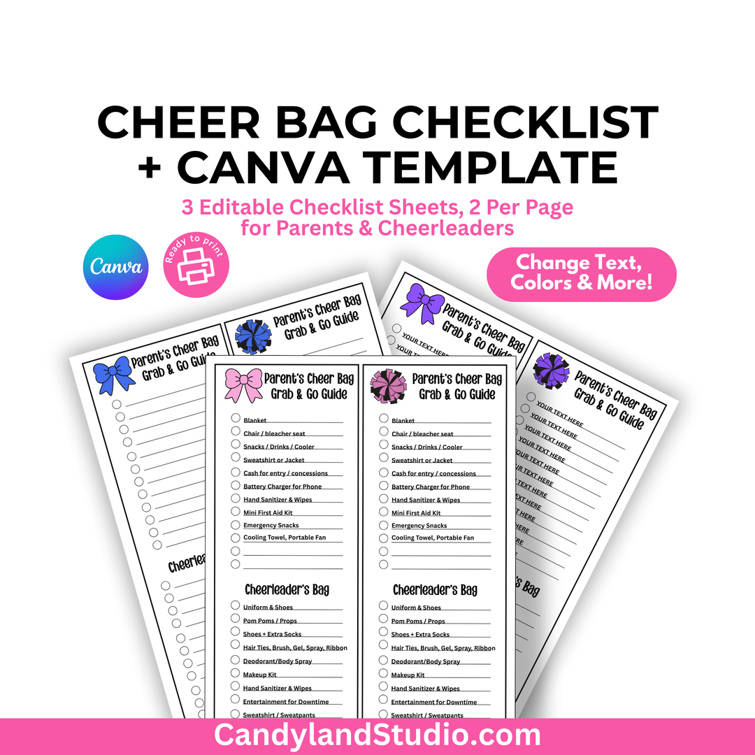 Cheer Bag Competition/Game Day Checklist Printable