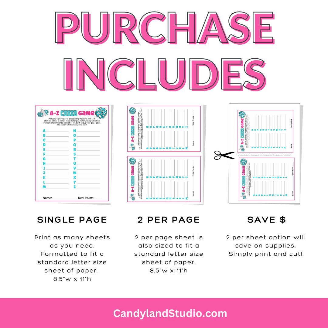 Cheer A-Z Word Game