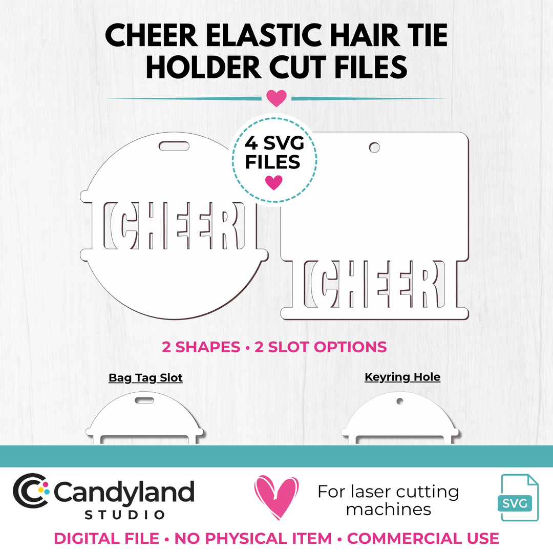 Cheer Hair Tie Holder SVG | Laser Cut Bag Tag &amp; Keychain File
