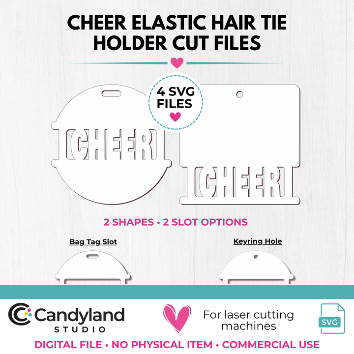 Cheer Hair Tie Holder SVG | Laser Cut Bag Tag &amp; Keychain File