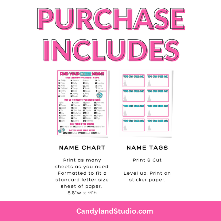 Find Your Cheer Name + Name Tags