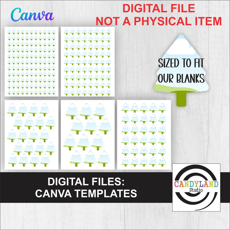 Christmas Tree Earrings Canva Frame Template DIGITAL FILE for MDF Sublimation Blanks