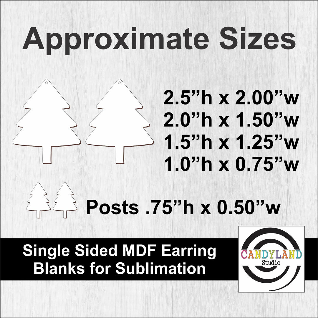 Christmas Tree Single Sided MDF Earring Blanks