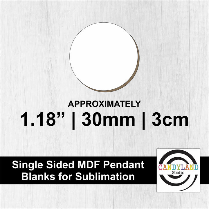 1.38" | 35mm | 3.5cm Round Circle Single Sided MDF Sublimation Pendant Blanks