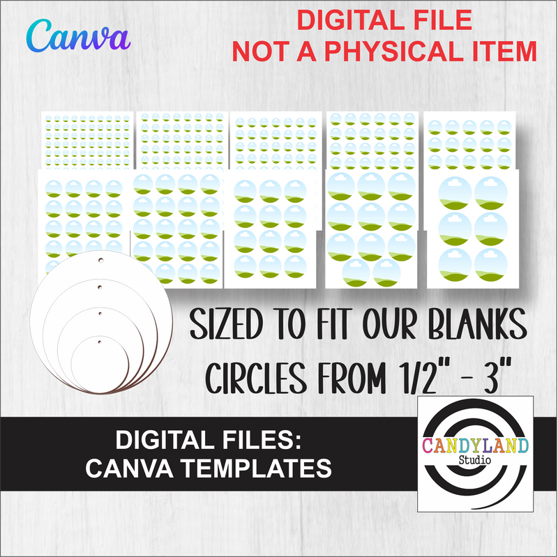Round Circle Canva Template DIGITAL FILE for Sublimation Earring Blanks