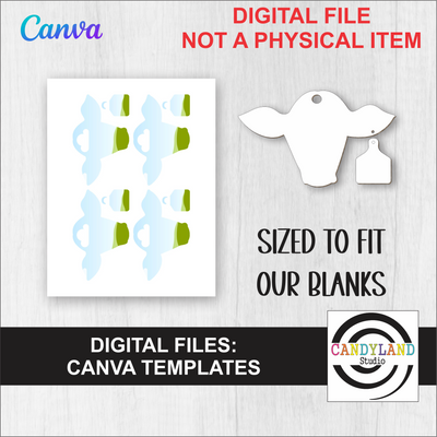 Cow Head with Ear Tag Canva Frame Template DIGITAL FILE for MDF Ornament Sublimation Blanks
