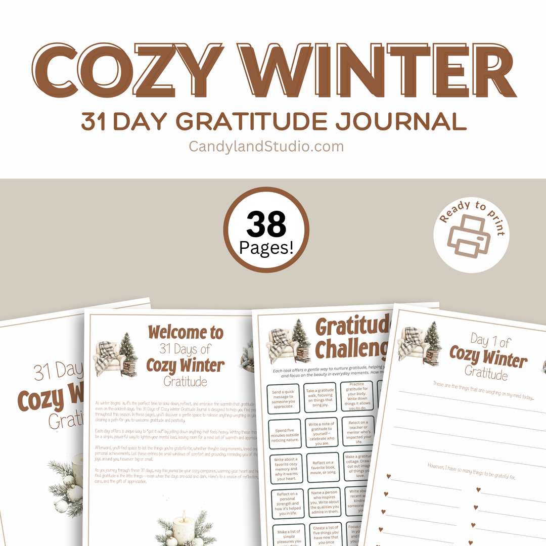 Cozy Winter Gratitude Journal - 31 Day Challenge PDF Printable