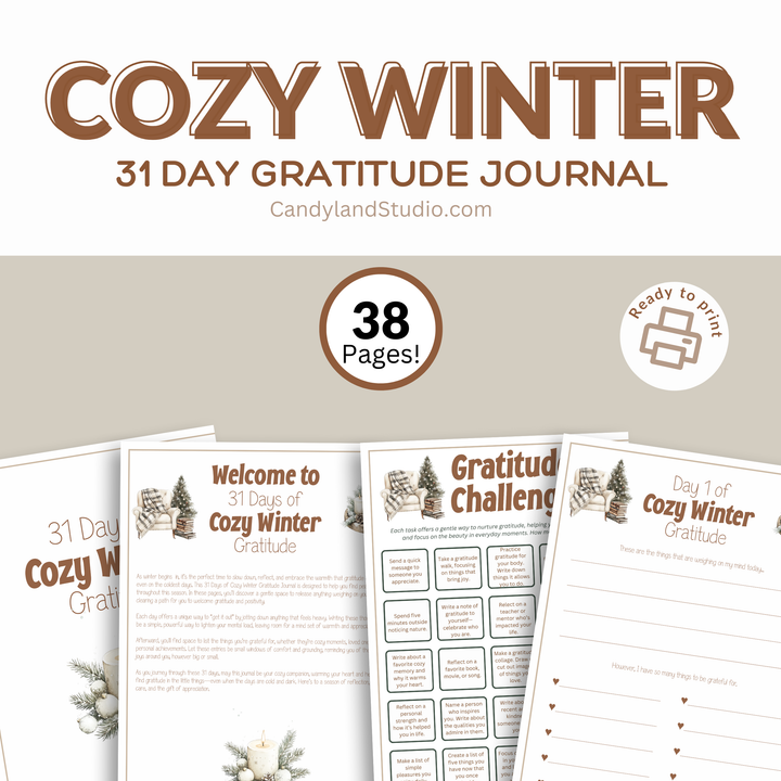 Cozy Winter Gratitude Journal - 31 Day Challenge PDF Printable