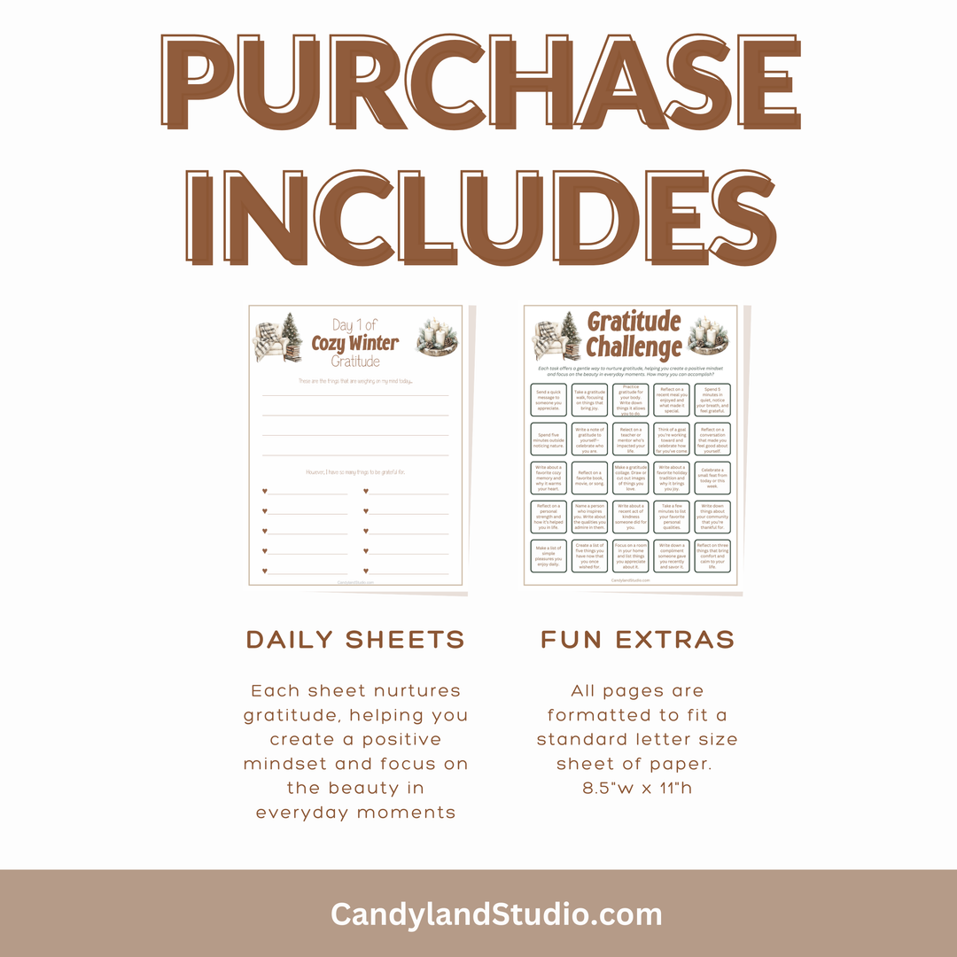 Cozy Winter Gratitude Journal - 31 Day Challenge PDF Printable