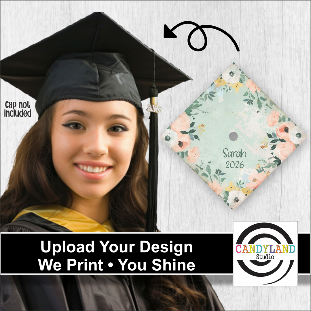 Custom Printed Ready to Stick Graduation Cap Topper