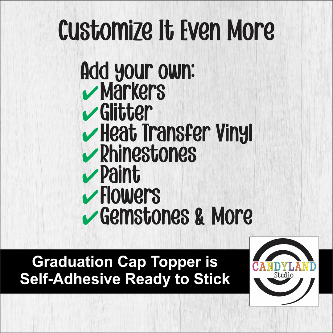"In My Teacher Era" Personalized Graduation Cap Topper - Peel &amp; Stick