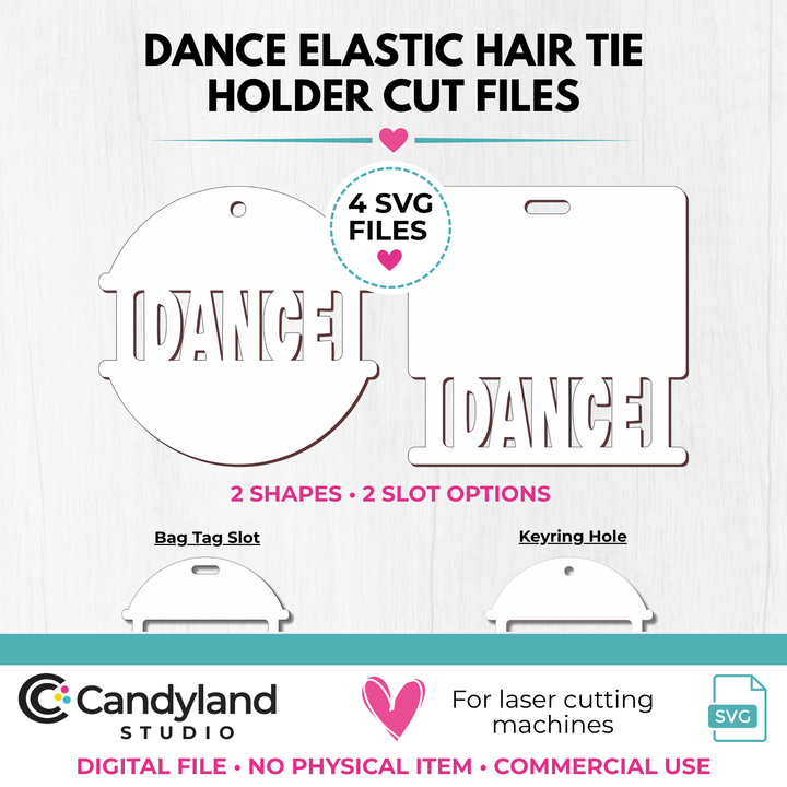 Dance Hair Tie Holder SVG | Laser Cut Bag Tag &amp; Keychain File