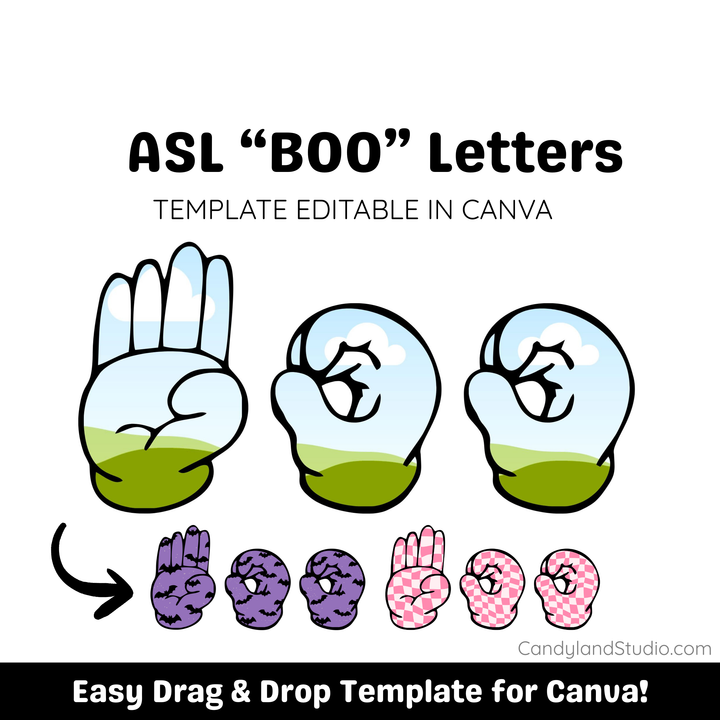 ASL Boo Template – Edit in Canva for Halloween Print &amp; Seasonal Apparel