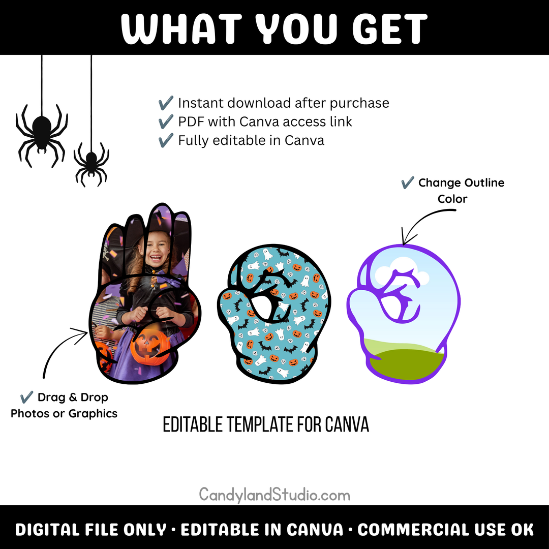 ASL Boo Template – Edit in Canva for Halloween Print &amp; Seasonal Apparel