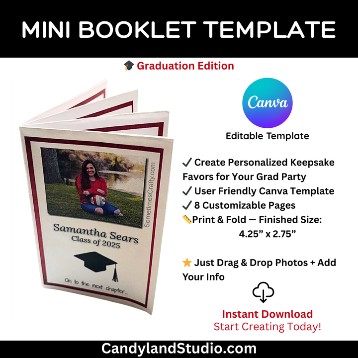 DIY Mini Graduation Party Keepsake Booklet Template for Canva