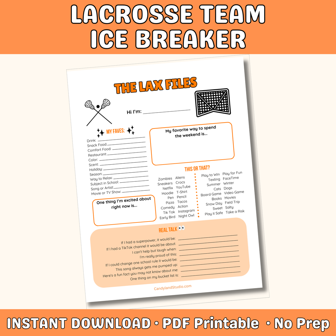 Lacrosse Team Printable | LAX Team Building Icebreaker PDF