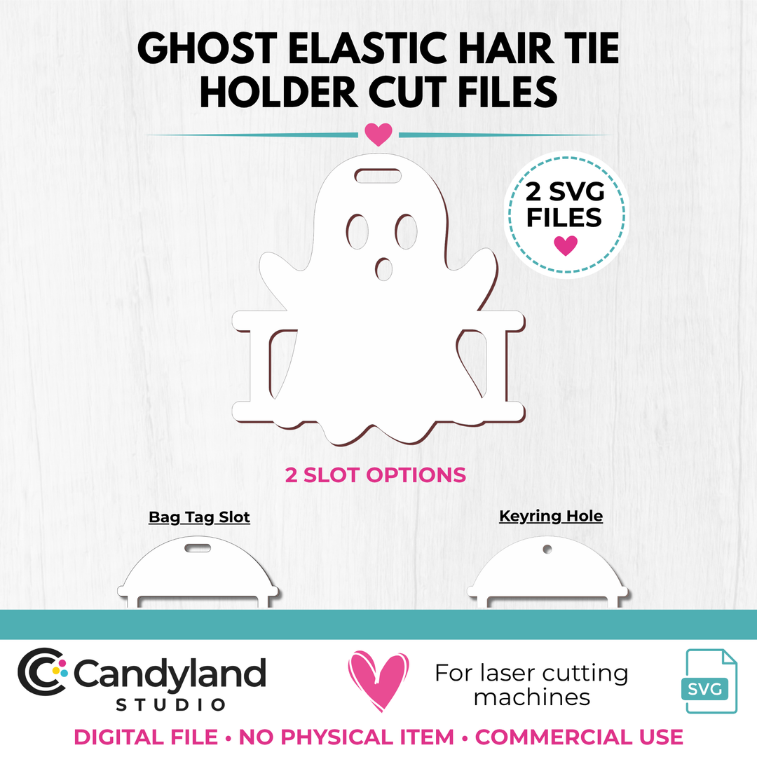 Ghost Hair Tie Holder SVG | Halloween Laser Cut Bag Tag &amp; Keychain Files