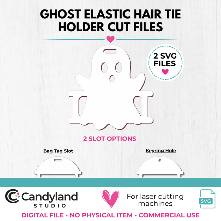 Ghost Hair Tie Holder SVG | Halloween Laser Cut Bag Tag &amp; Keychain Files