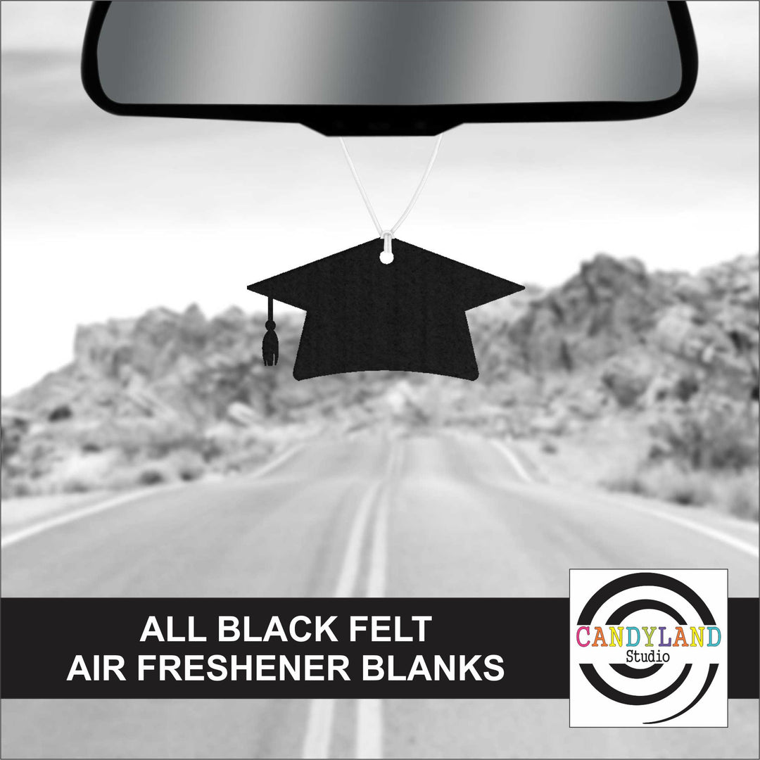 Black Graduation Cap Hat Felt Air Freshener Blanks