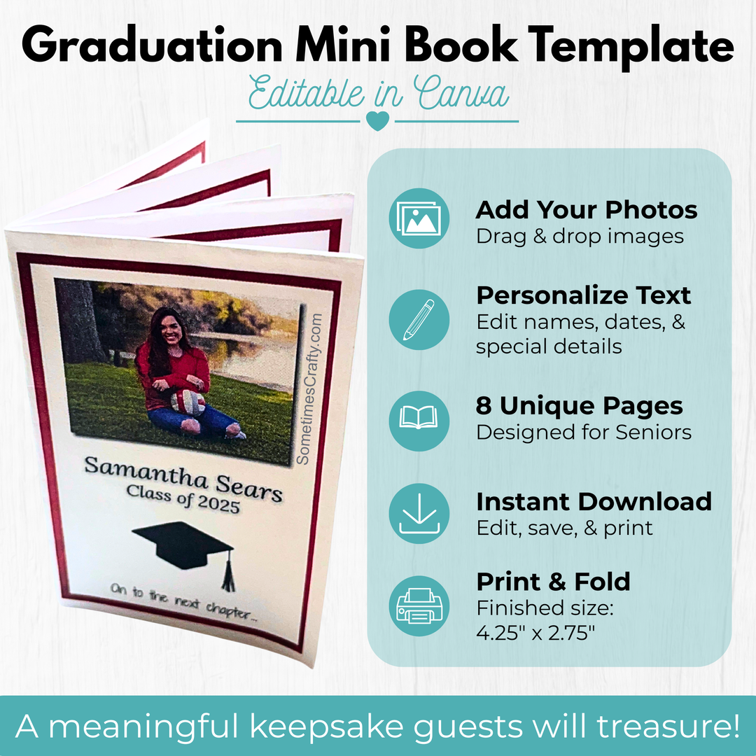 DIY Mini Graduation Party Keepsake Booklet Template for Canva