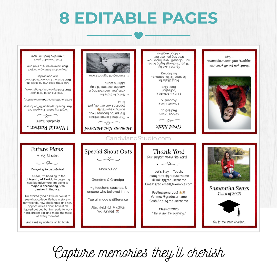 DIY Mini Graduation Party Keepsake Booklet Template for Canva