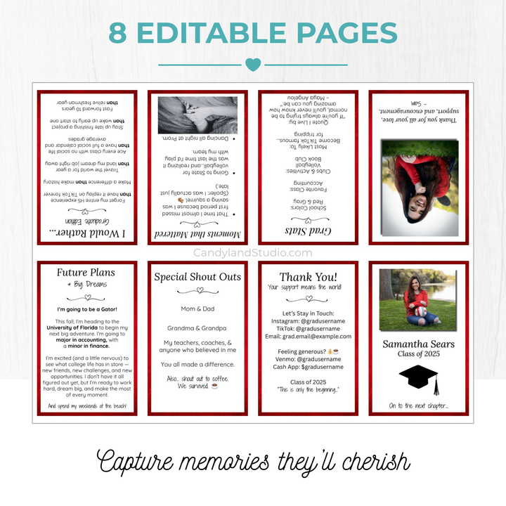 DIY Mini Graduation Party Keepsake Booklet Template for Canva