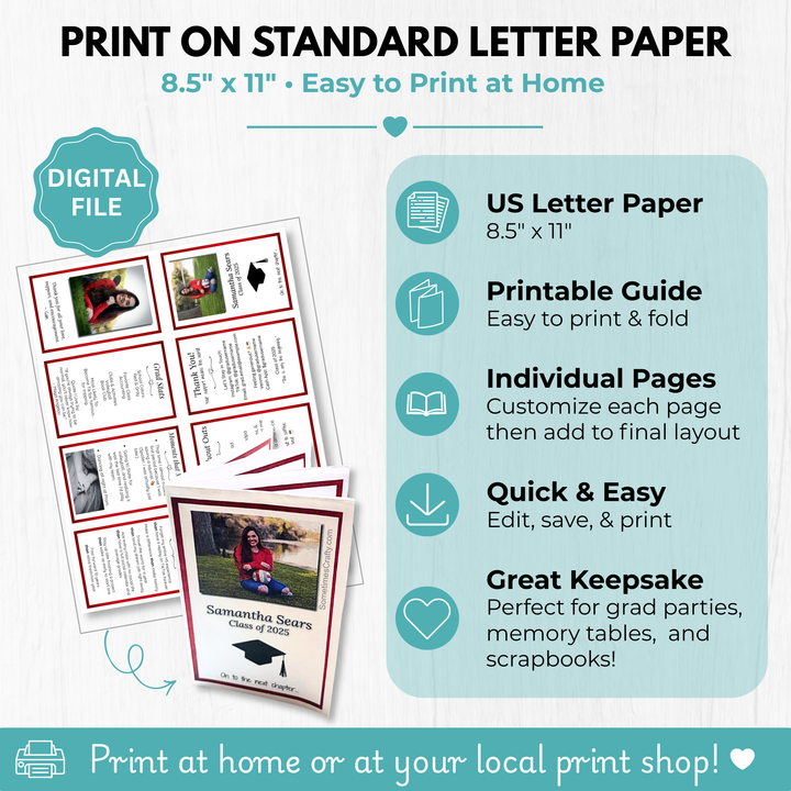 DIY Mini Graduation Party Keepsake Booklet Template for Canva
