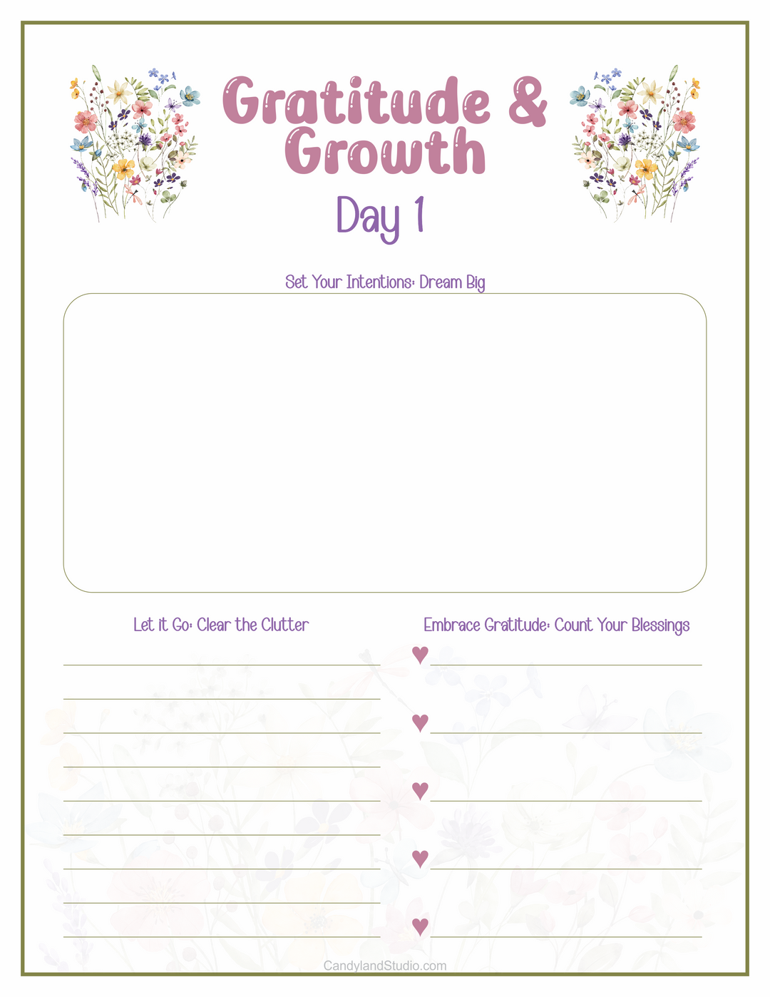 30 Day Gratitude & Growth Journal Workbook Challenge for New Year Goal Setting