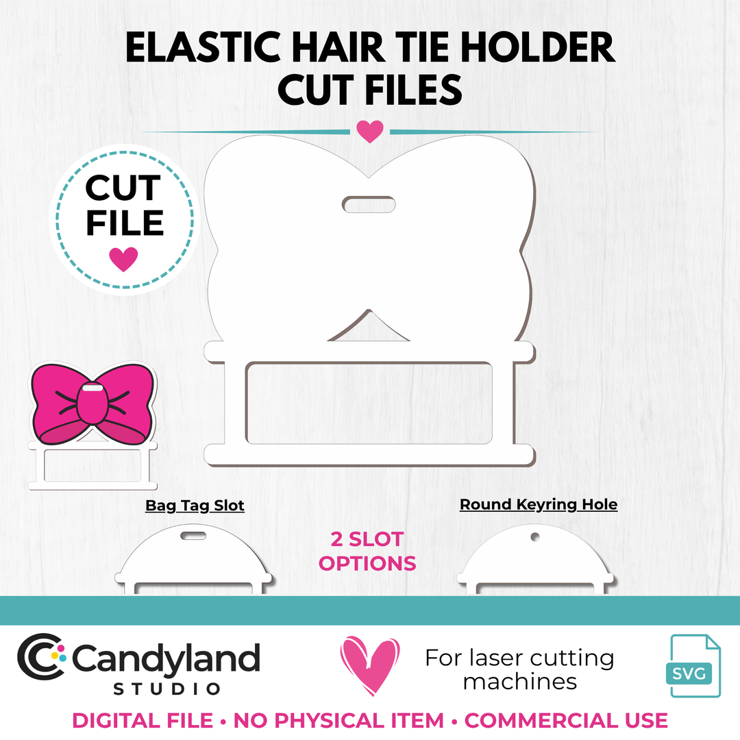 Cheer Dance Poms Hair Bow Shaped Hair Tie Holder SVG | Laser Cut Bag Tag &amp; Keychain File
