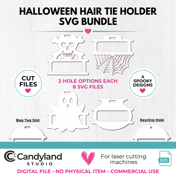 Halloween Hair Tie Holder SVG Bundle | 4 Laser Cut Designs