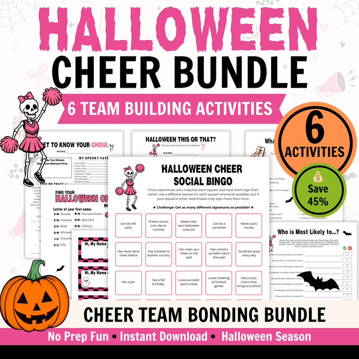 Halloween Cheer Team Bonding Bundle | Printable Games, Icebreakers &amp; Team Activities