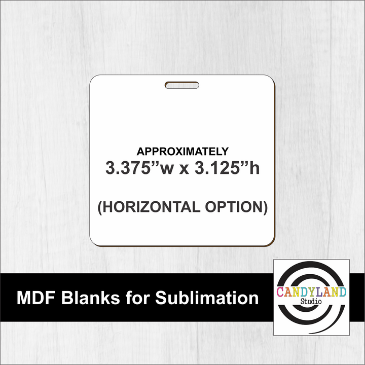 Horizontal Rectangle Badge Luggage Bag Tag MDF Blanks