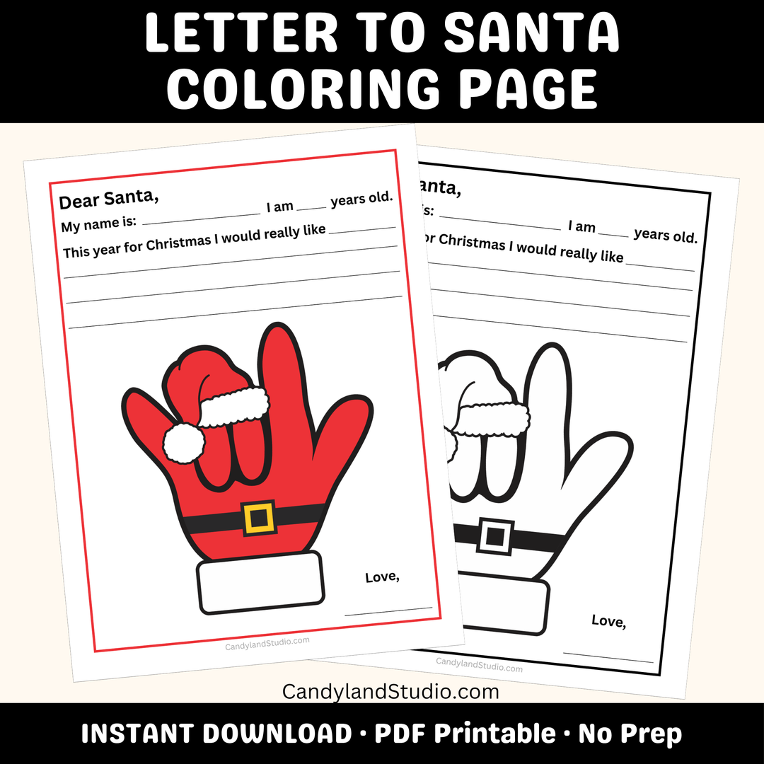 Letter to Santa - ASL ILY Coloring Page