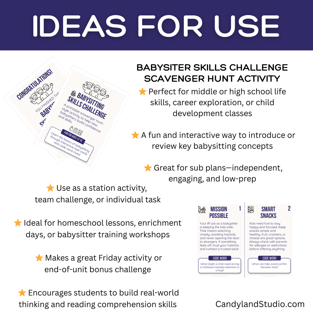Babysitting Skills Challenge - Life Skills Scavenger Hunt