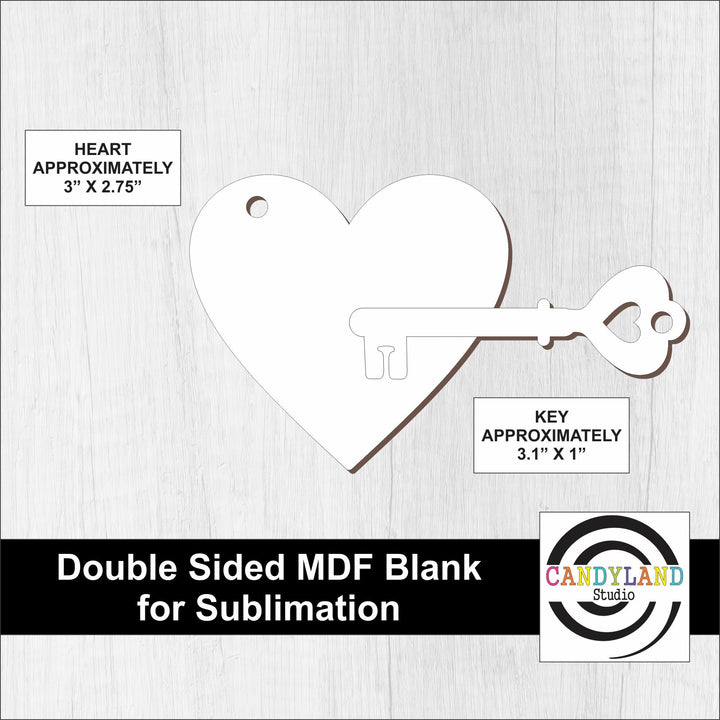 Heart + Key MDF Blanks - Double Sided